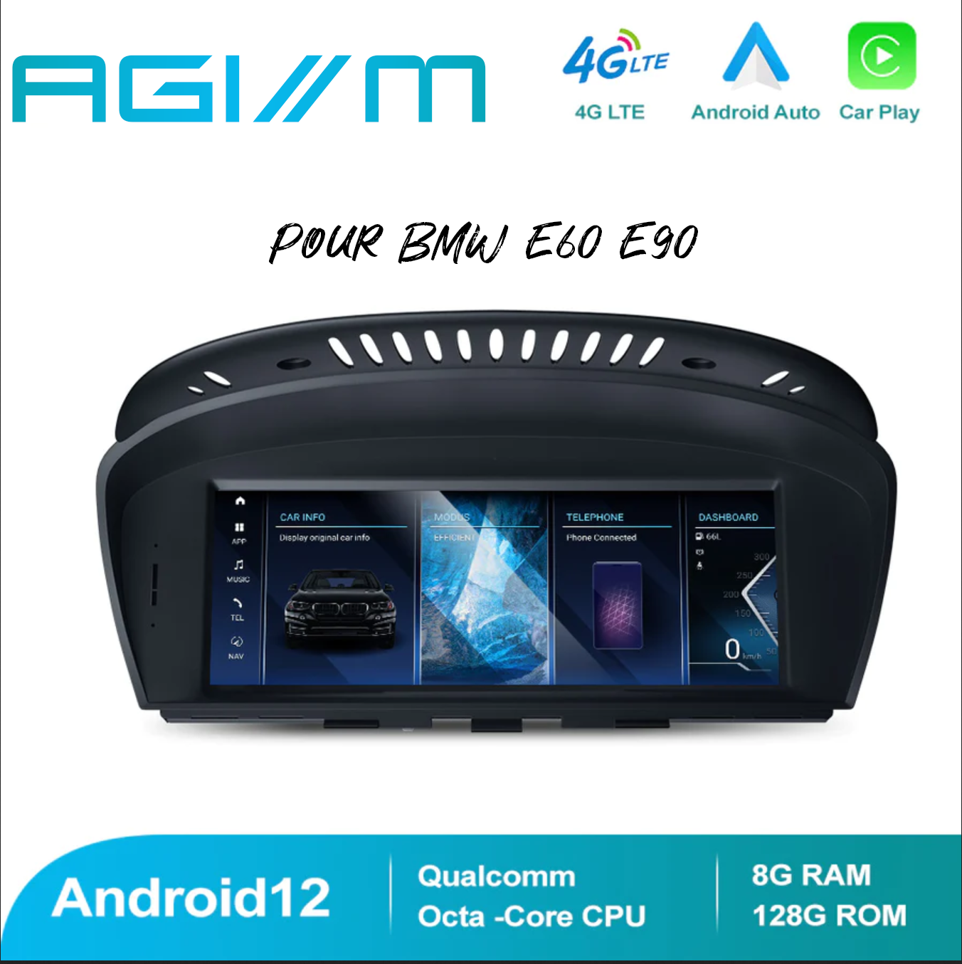  AGIMCODING | Ecran Android 12.0 (E60/E90) CIC